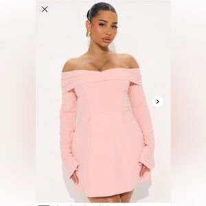 Elegant Pink Off-Shoulder Dress Sz L nwt